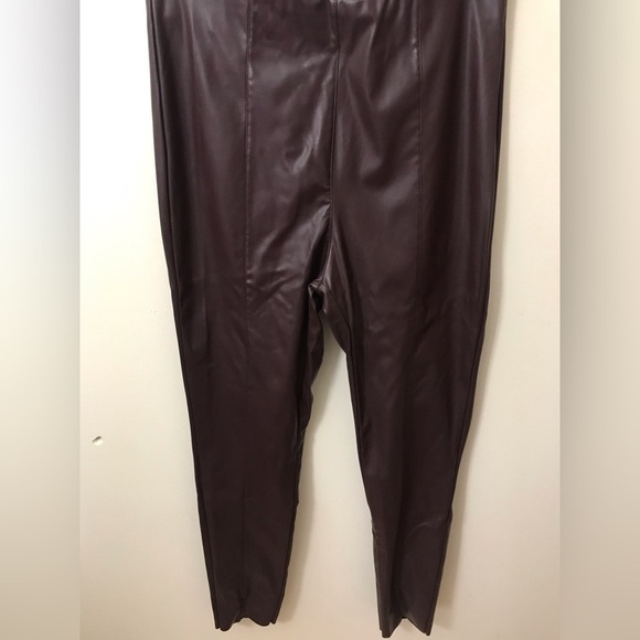 H&m Womens Faux Leather High Waist Solid Elasticized Waistband Leggings Size 12 - Picture 2 of 12